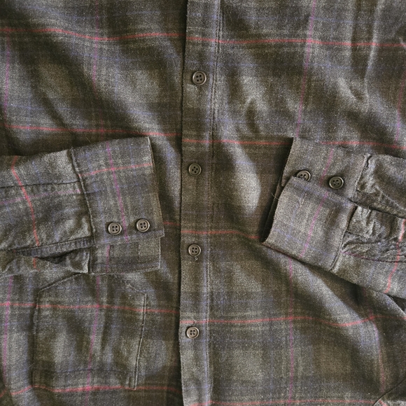 Theory Charcoal Plaid Button Down Shirt - Picture 5 of 11